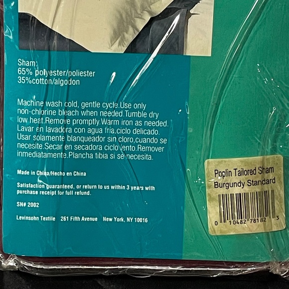 Burgundy Standard Poplin Tailored Pillow Sham NEW By Fresh Ideas - Picture 3 of 3